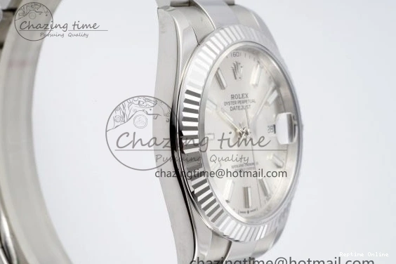 0404 DateJust 41 SS Fluted Bezel KING 1:1 Best Edition 904L Steel Silver Dial on Oyster Bracelet VR Sustainable 2222